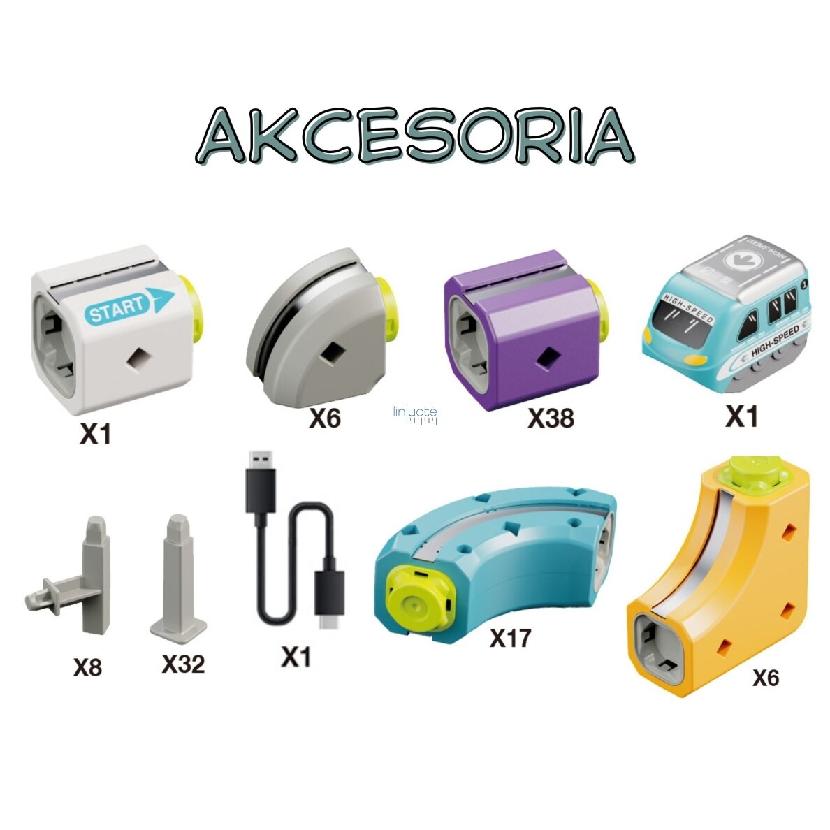 WOOPIE magnetinis konstravimo rinkinys geležinkelio trasa su traukos efektu 54 el. 6 WOOPIE magnetinis konstravimo rinkinys geležinkelio trasa su traukos efektu 54 el. 6