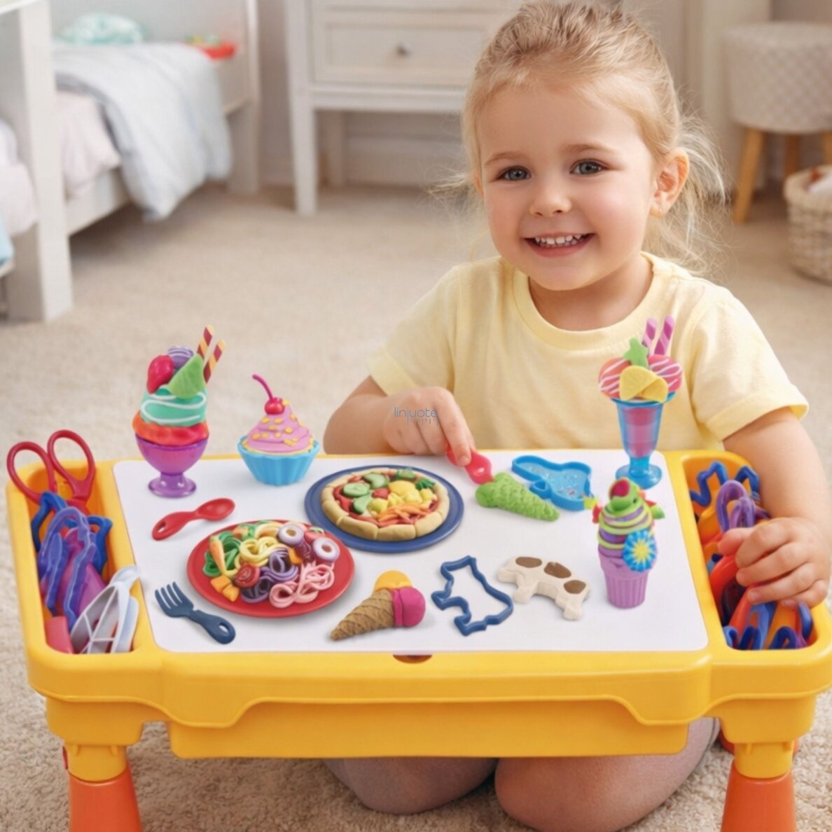 WOOPIE Kūrybinis staliukas su plastilinu, dėtuvės, formelės 40 el. 1