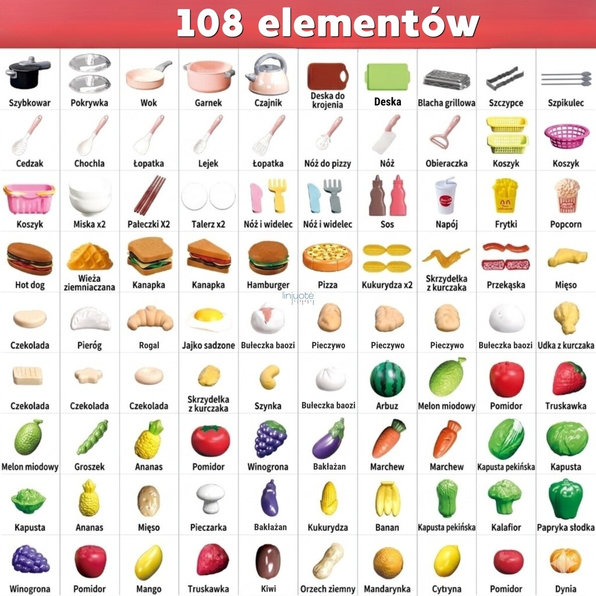 WOOPIE Virtuvės priedų rinkinys Maisto gaminimo žaislas 108 el 5 WOOPIE Virtuvės priedų rinkinys Maisto gaminimo žaislas 108 el 5