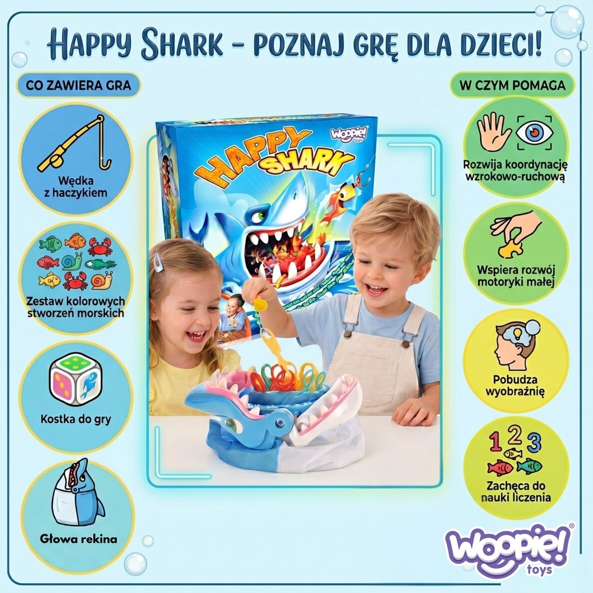 WOOPIE Įgūdžių žaidimas ŽUVŲ GAUDYMAS Alkanas Ryklys KANDA DIY 2