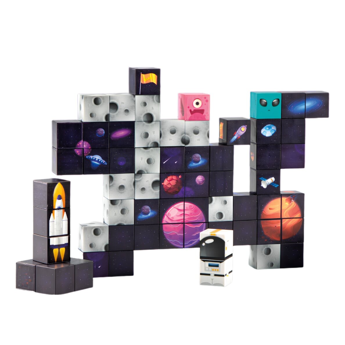 Magnetinių konstrukcinių kubelių - kaladėlių  rinkinys „Kosmosas“, 74 el, 58991 3