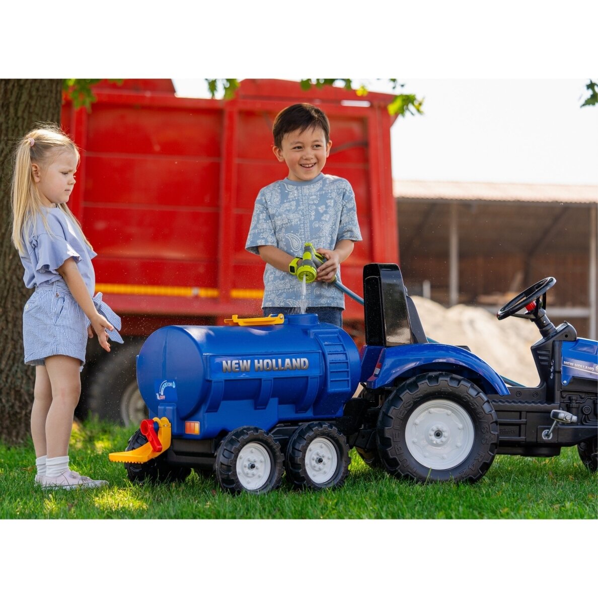 FALK New Holland Paspiriama / Pedalinė Cisterninė Priekaba su Kranu Vaikams – Mėlyna, 943NH 4