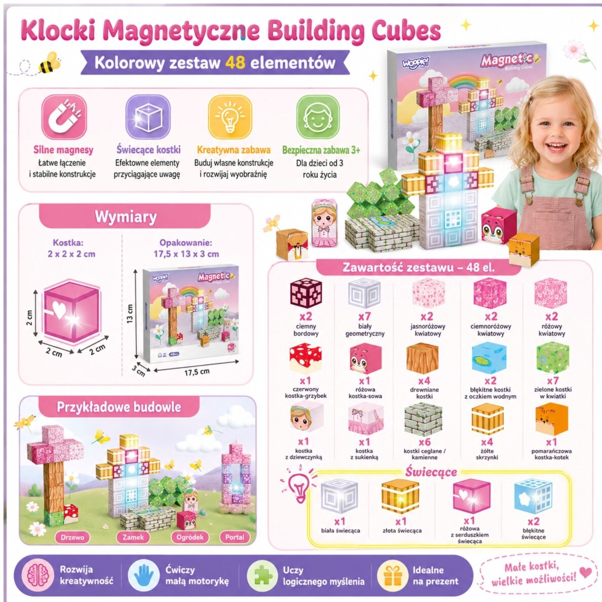 Woopie magnetinės kaladėlės-kubai 48 vnt. Montessori edukacinė 3D dėlionė 5 Woopie magnetinės kaladėlės-kubai 48 vnt. Montessori edukacinė 3D dėlionė 5