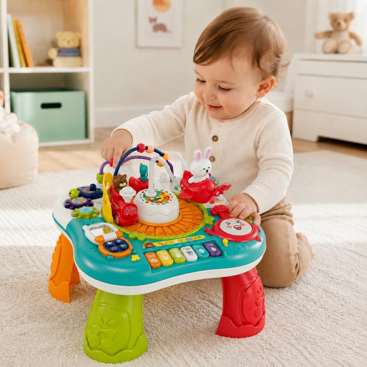 WOOPIE BABY Edukacinis interaktyvus staliukas 2in1 Pianinas Garsai 1