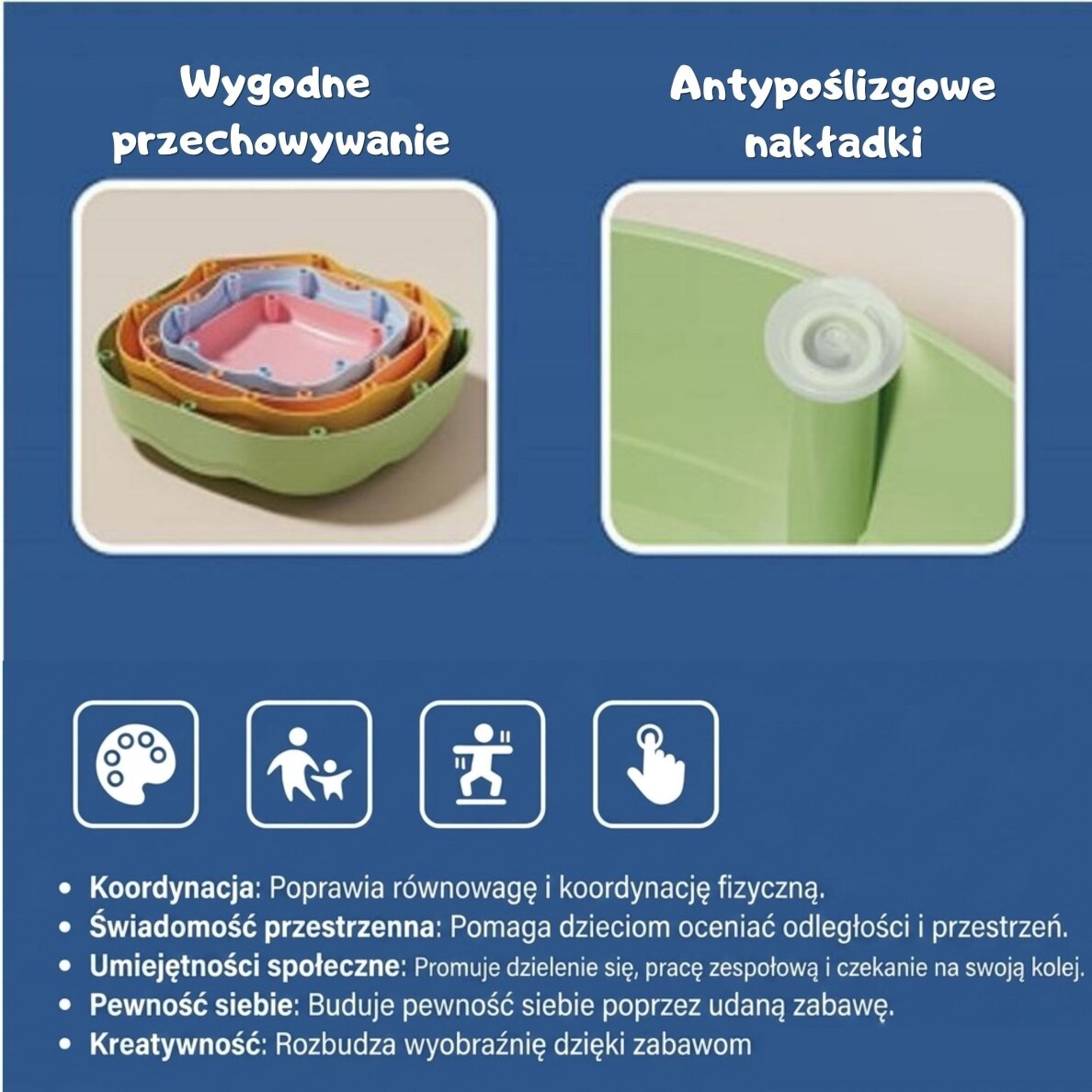 WOOPIE Sensoriniai balansavimo akmenys 5 vnt. 2