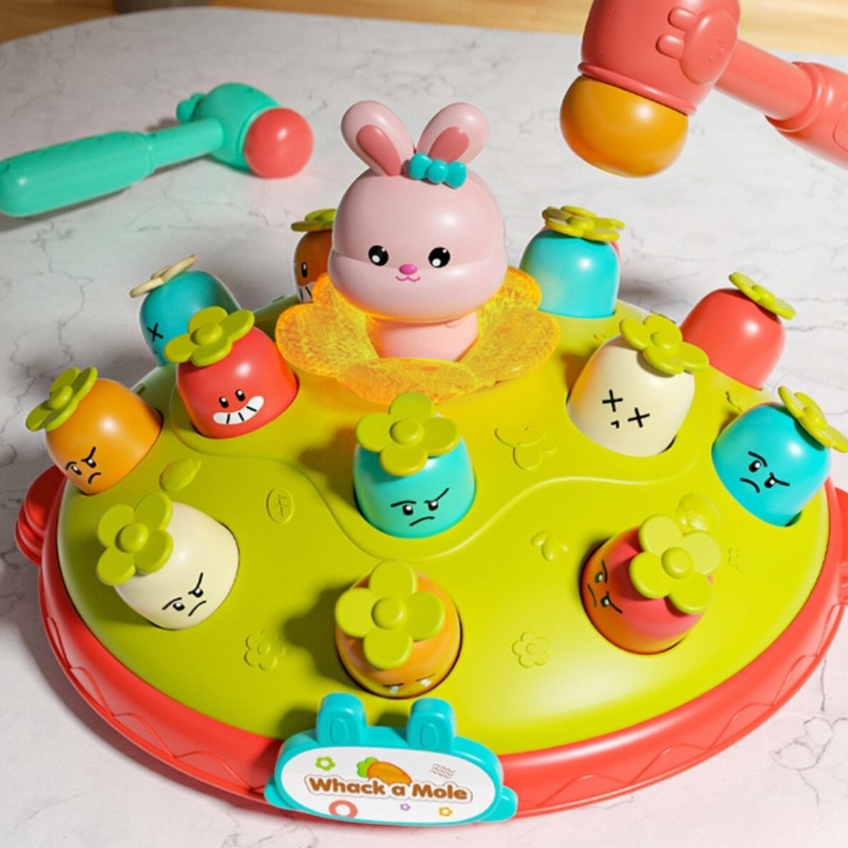 WOOPIE BABY Interaktyvus vikrumo žaidimas Įkalk morką Edukacinis Smogk plaktuku kurmiui 2