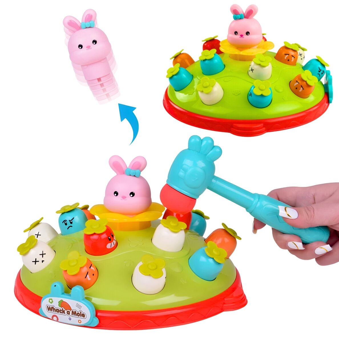 WOOPIE BABY Interaktyvus vikrumo žaidimas Įkalk morką Edukacinis Smogk plaktuku kurmiui 4