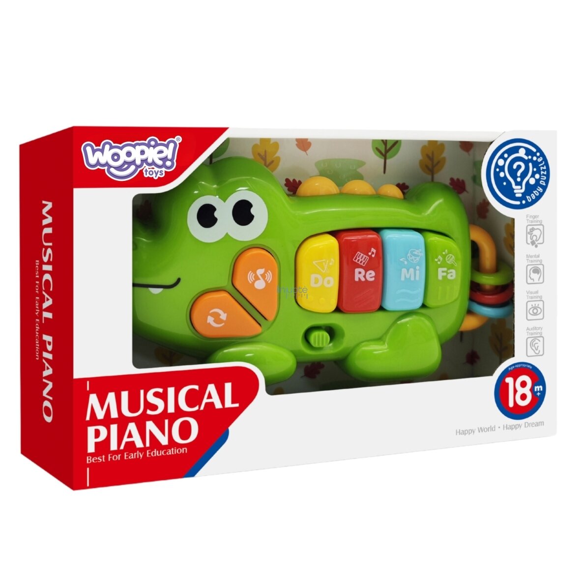 WOOPIE BABY Interaktyvus pianinas Krokodilas Muzikinės armonikėlės Garsai Šviesa 18m+ 3