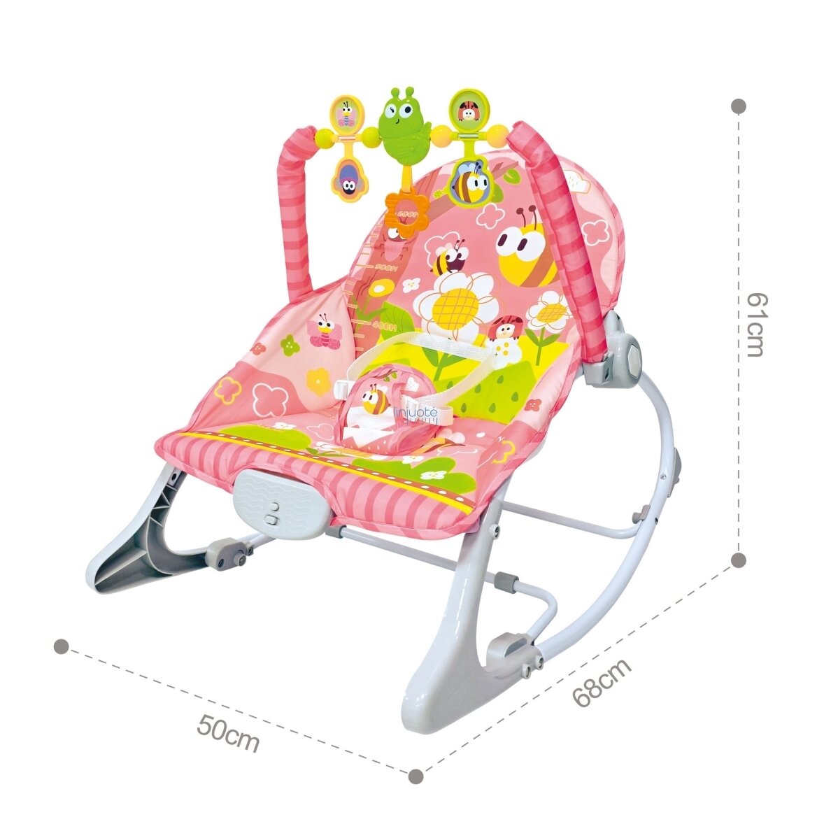 WOOPIE BABY Gultukas-supynės su vibracijomis ir žaislų lankeliu rožinis 3