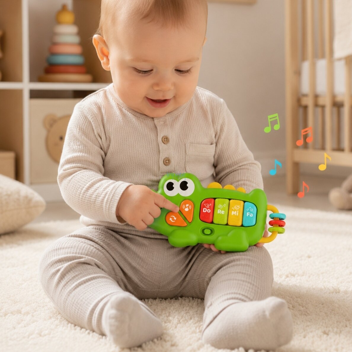 WOOPIE BABY Interaktyvus pianinas Krokodilas Muzikinės armonikėlės Garsai Šviesa 18m+ 1