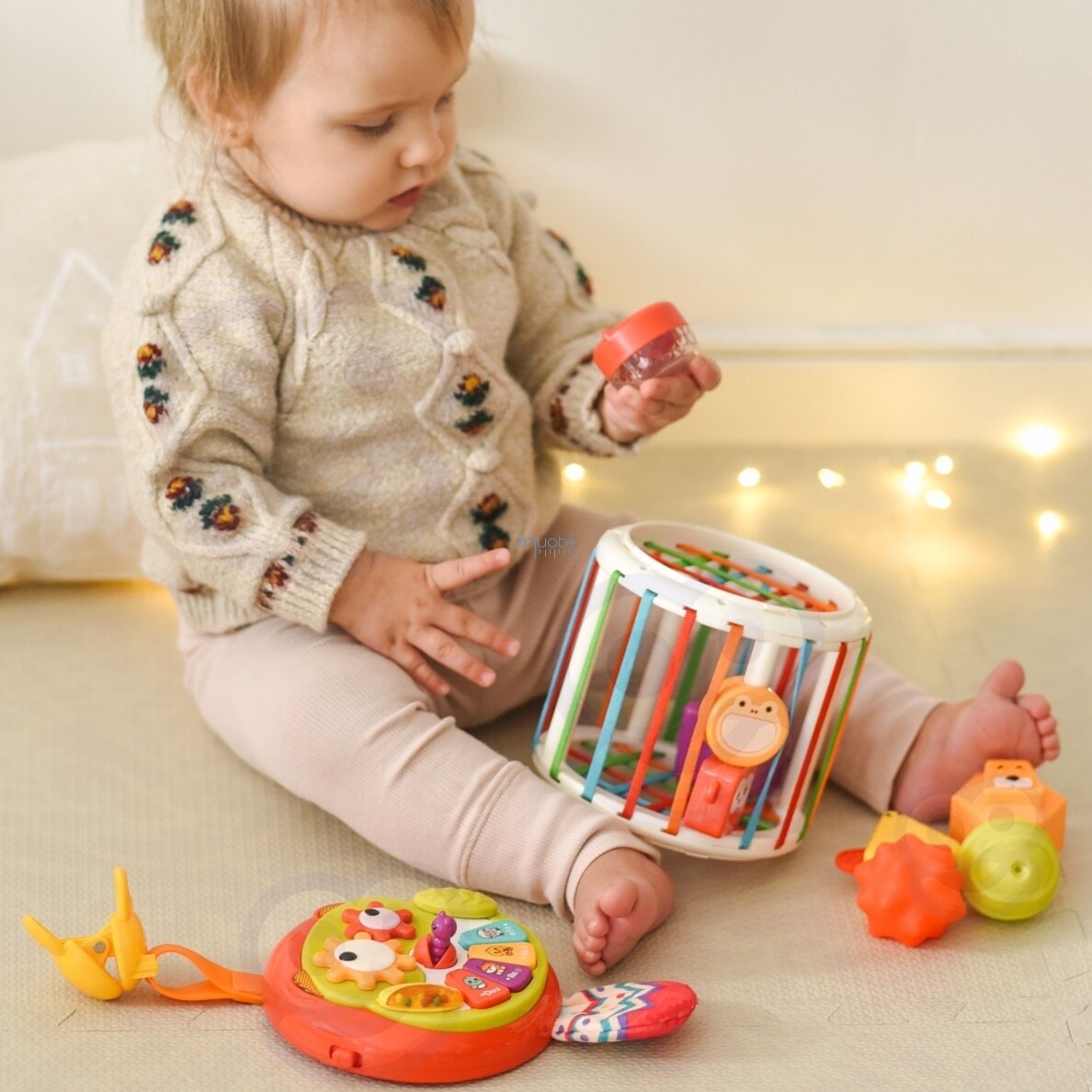 WOOPIE BABY Interaktyvus sensorinis lavinamasis būgnelis – cilindras ir kubas 2