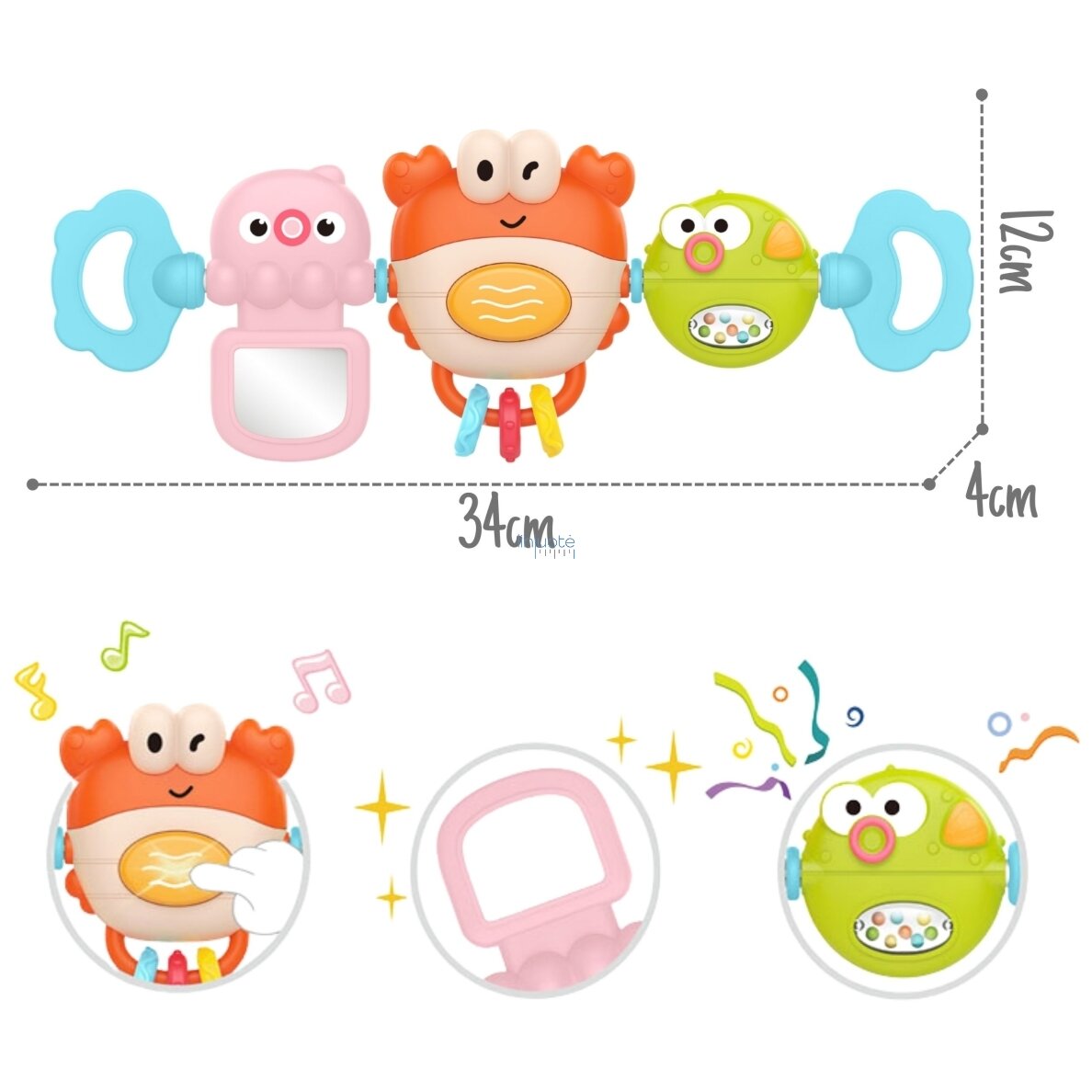 WOOPIE BABY Pakabinamas žaislas vežimėliui lovytei Sensorinis grojantis krabas veidrodėlis žuvelė 6m 3 WOOPIE BABY Pakabinamas žaislas vežimėliui lovytei Sensorinis grojantis krabas veidrodėlis žuvelė 6m 3