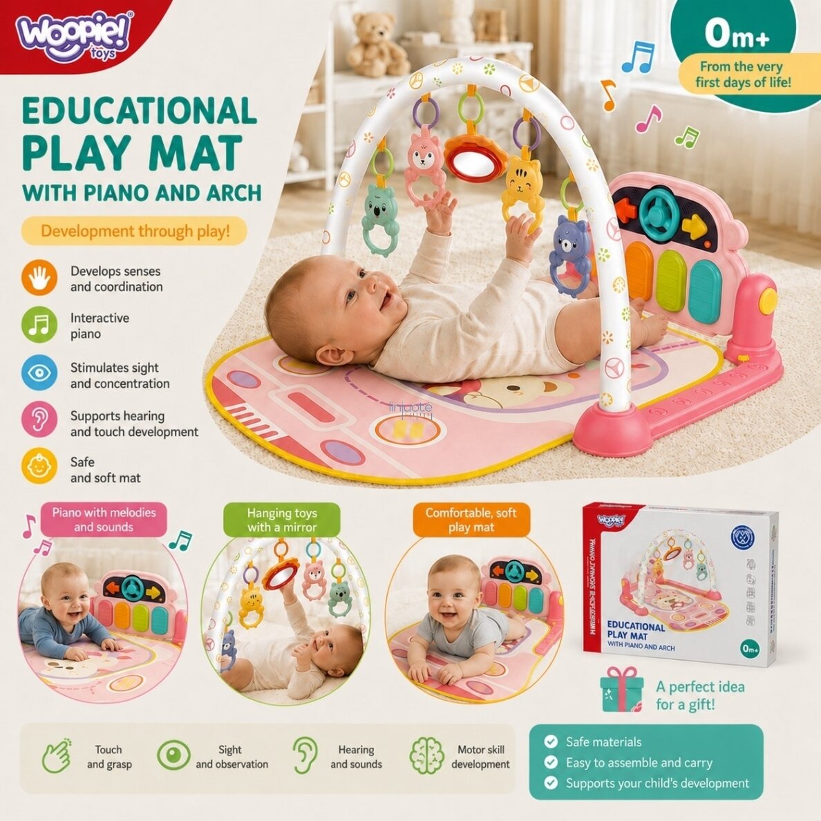 WOOPIE BABY Interaktyvus edukacinis kilimėlis su pianinu kūdikiams 3in1 3 WOOPIE BABY Interaktyvus edukacinis kilimėlis su pianinu kūdikiams 3in1 3