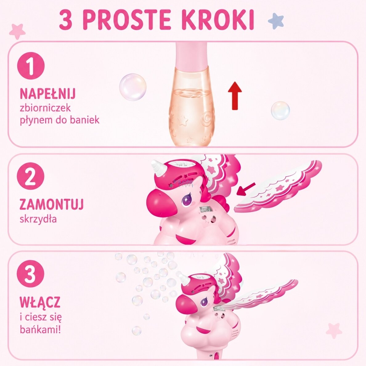 WOOPIE burbulų pūtimo aparatas Vienaragis Pistoletas automatinis muilo burbulai Rožinis 2