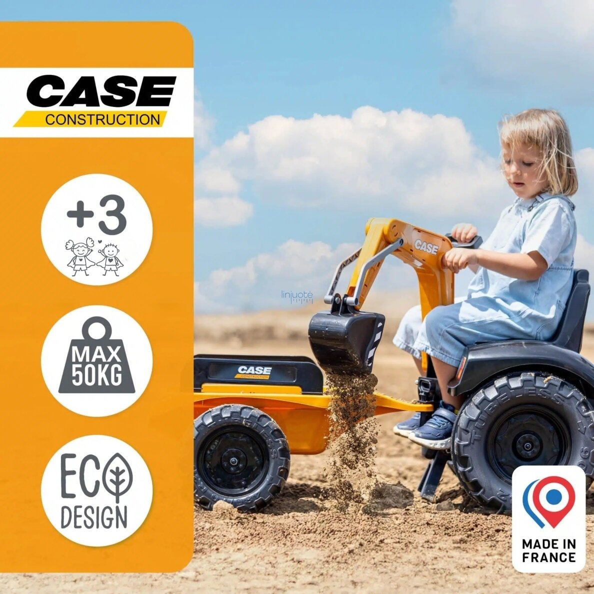 FALK Pedalinis Traktorius Case CE su Kasimo Krautuvu ir Priekaba 3-7 Metų Vaikams 10