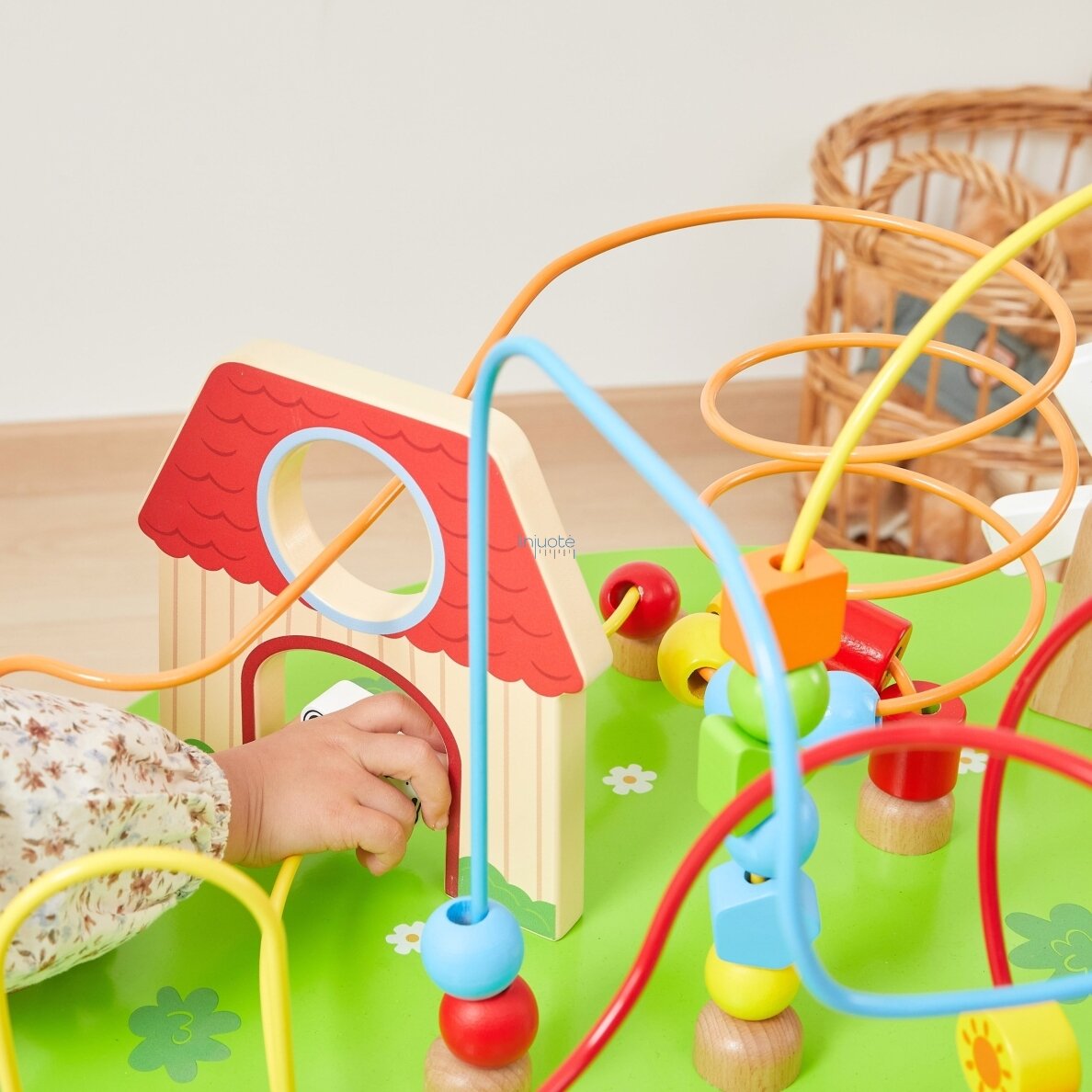 Viga medinis edukacinis sensorinis staliukas su XXL pervėrimo labirintu Montessori 3