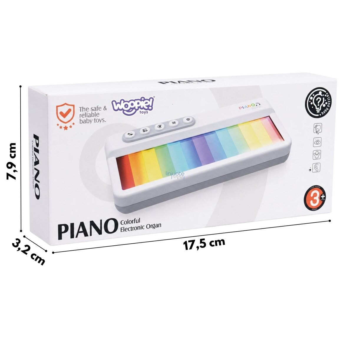 WOOPIE Vaivorykštinis sensorinis pianinas su apšvietimu ir mokymosi režimu 3+ 4