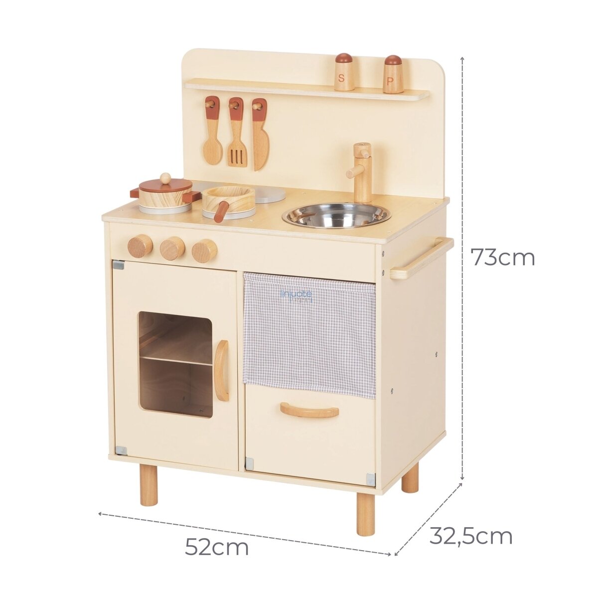TOOKY TOY medinė smėlio spalvos virtuvėlė su priedais 4