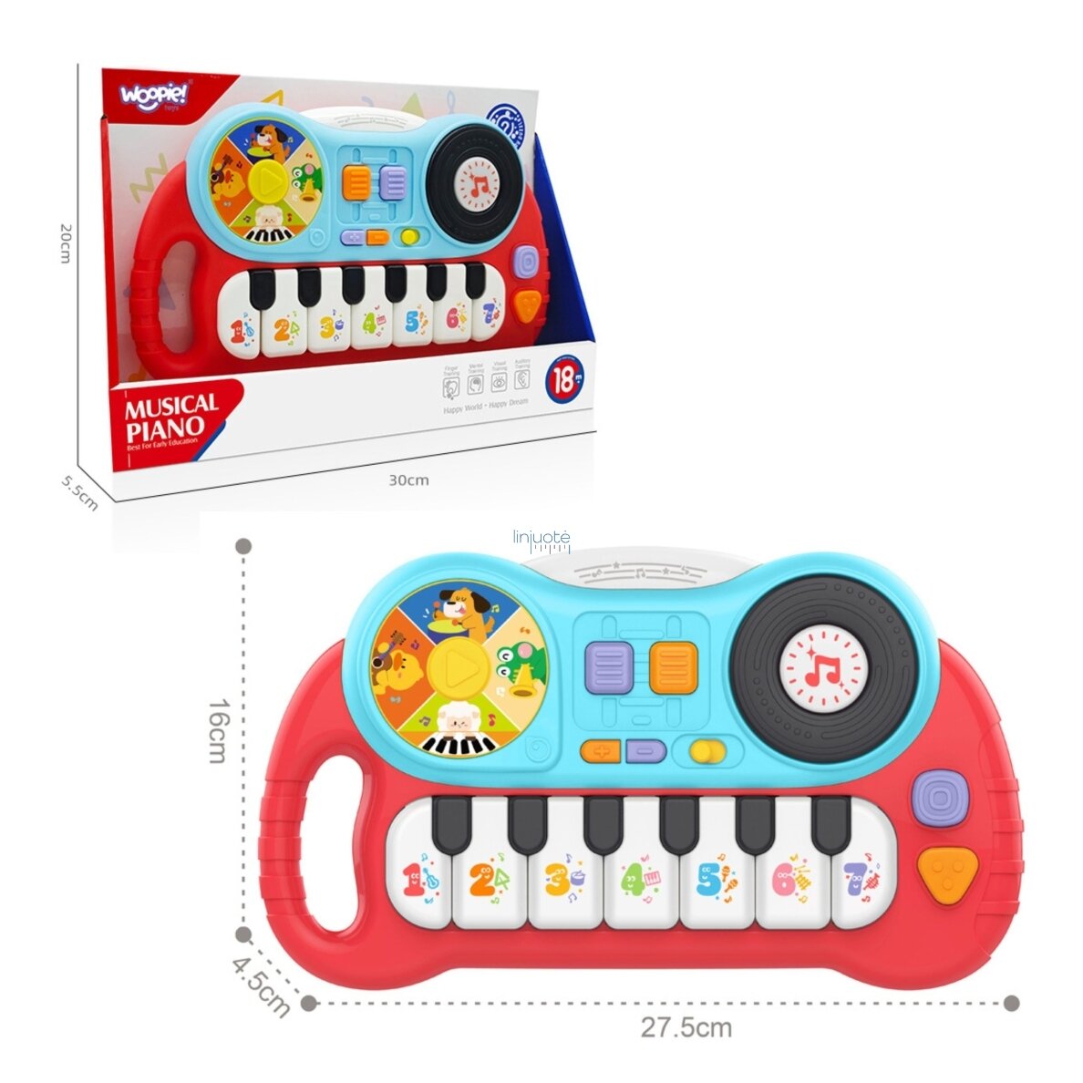 WOOPIE Interaktyvus pianinas vaikams, edukaciniai vargonėliai, garsai 6