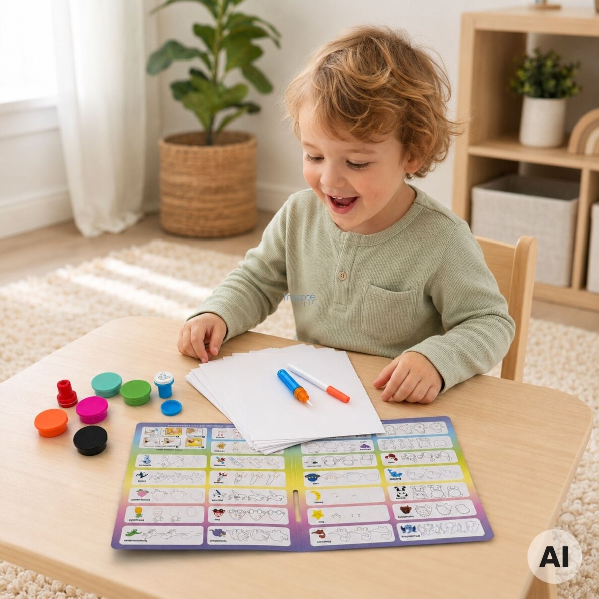 WOOPIE Magiškas teptukas kūrybinis piešimo rinkinys antspaudai vaikams 3+ 5 WOOPIE Magiškas teptukas kūrybinis piešimo rinkinys antspaudai vaikams 3+ 5