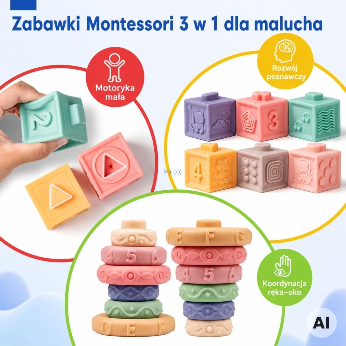 WOOPIE BABY Minkšti sensoriniai kaladėlės-kramtukai 23 vnt. 6