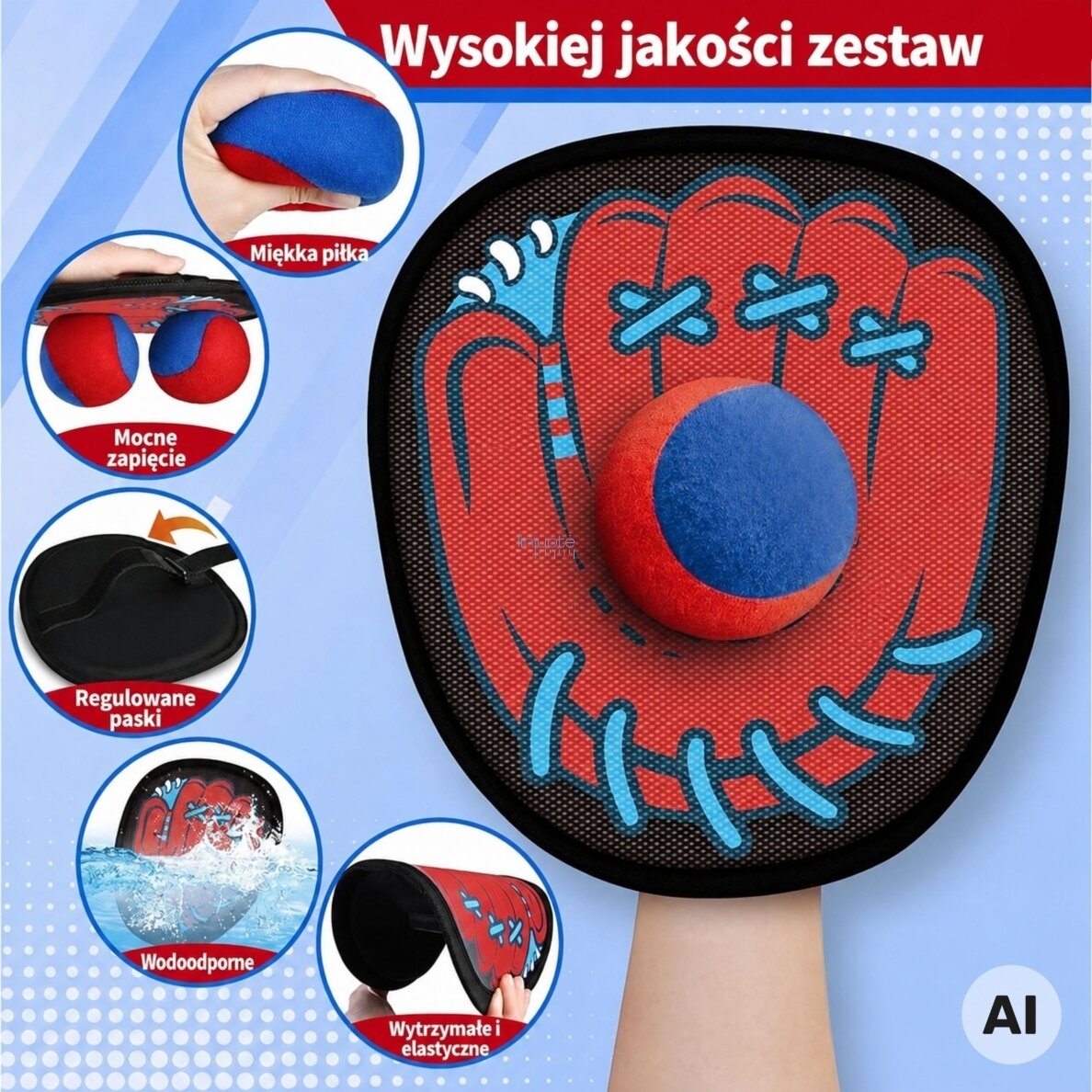 WOOPIE Vikrumo žaidimas Pagauk kamuoliuką su mentelėmis vaikams Kamuoliuko gaudyklė 5 vnt. 2