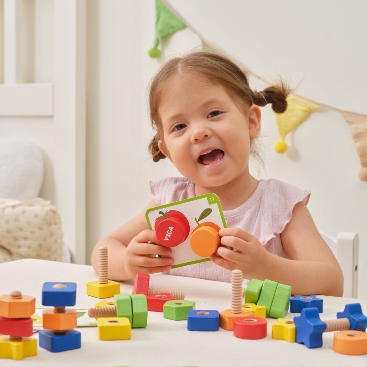 VIGA Varžtai ir veržlės Montessori žaislas Spalvų derinimas 30 EL 4