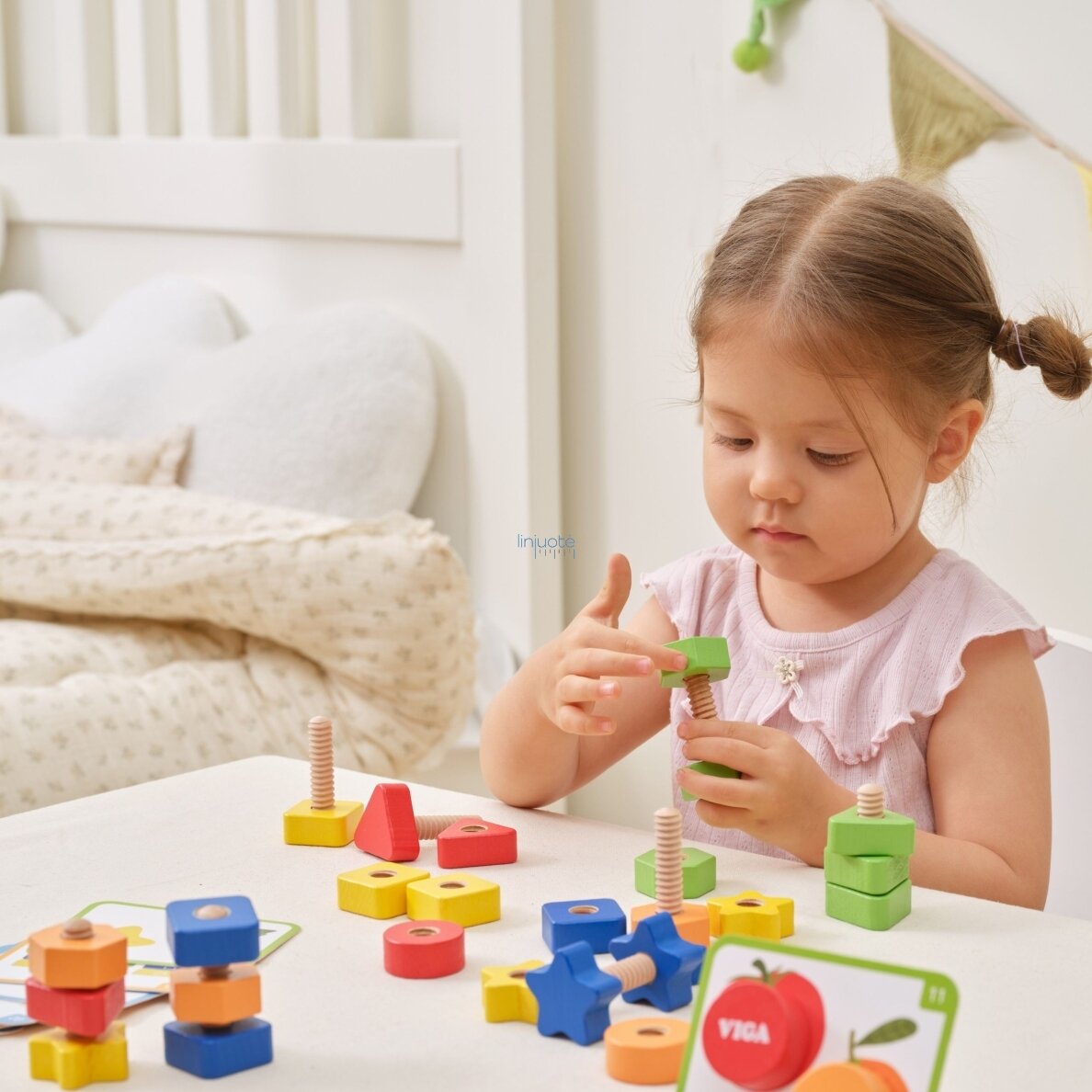 VIGA Varžtai ir veržlės Montessori žaislas Spalvų derinimas 30 EL 1