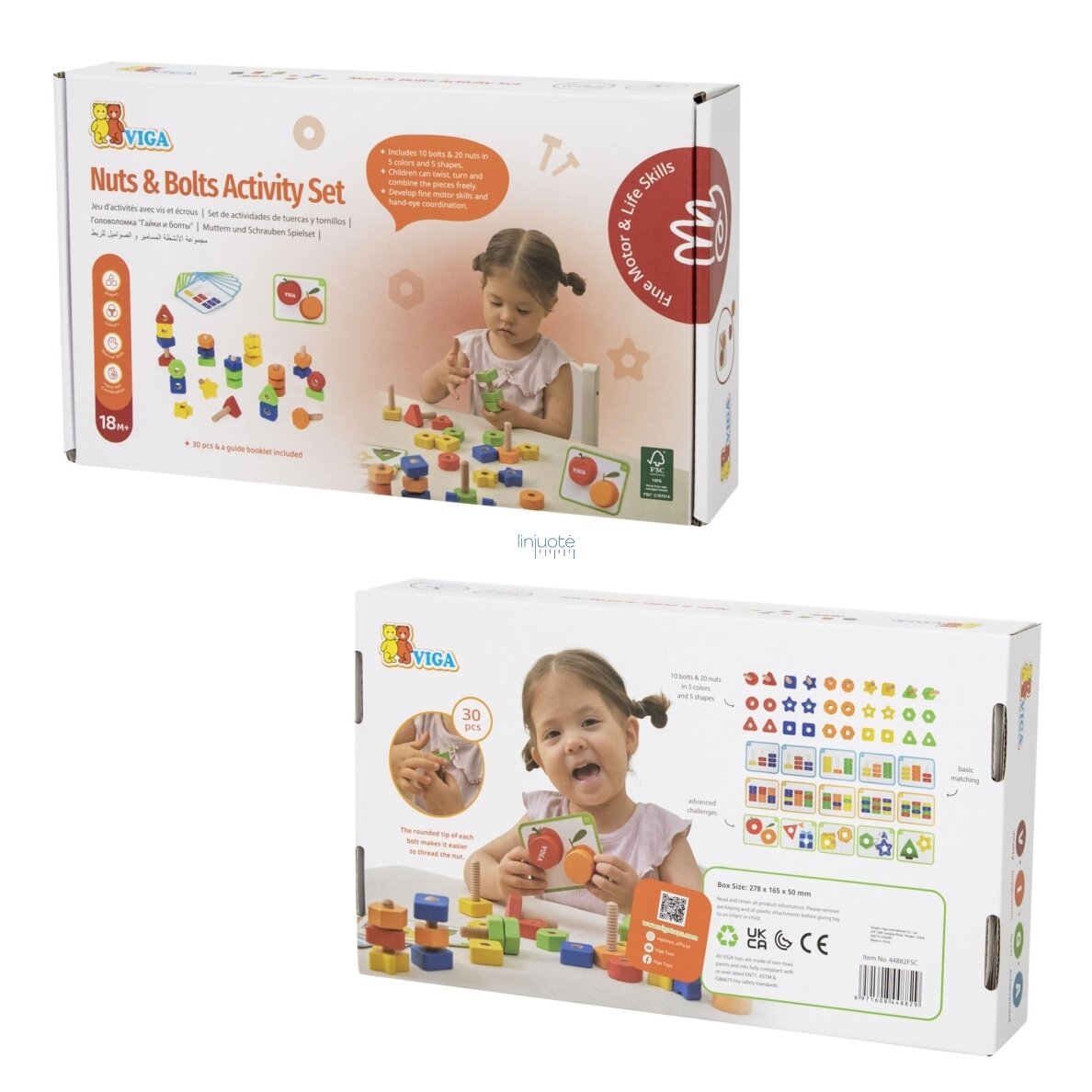 VIGA Varžtai ir veržlės Montessori žaislas Spalvų derinimas 30 EL 11 VIGA Varžtai ir veržlės Montessori žaislas Spalvų derinimas 30 EL 11