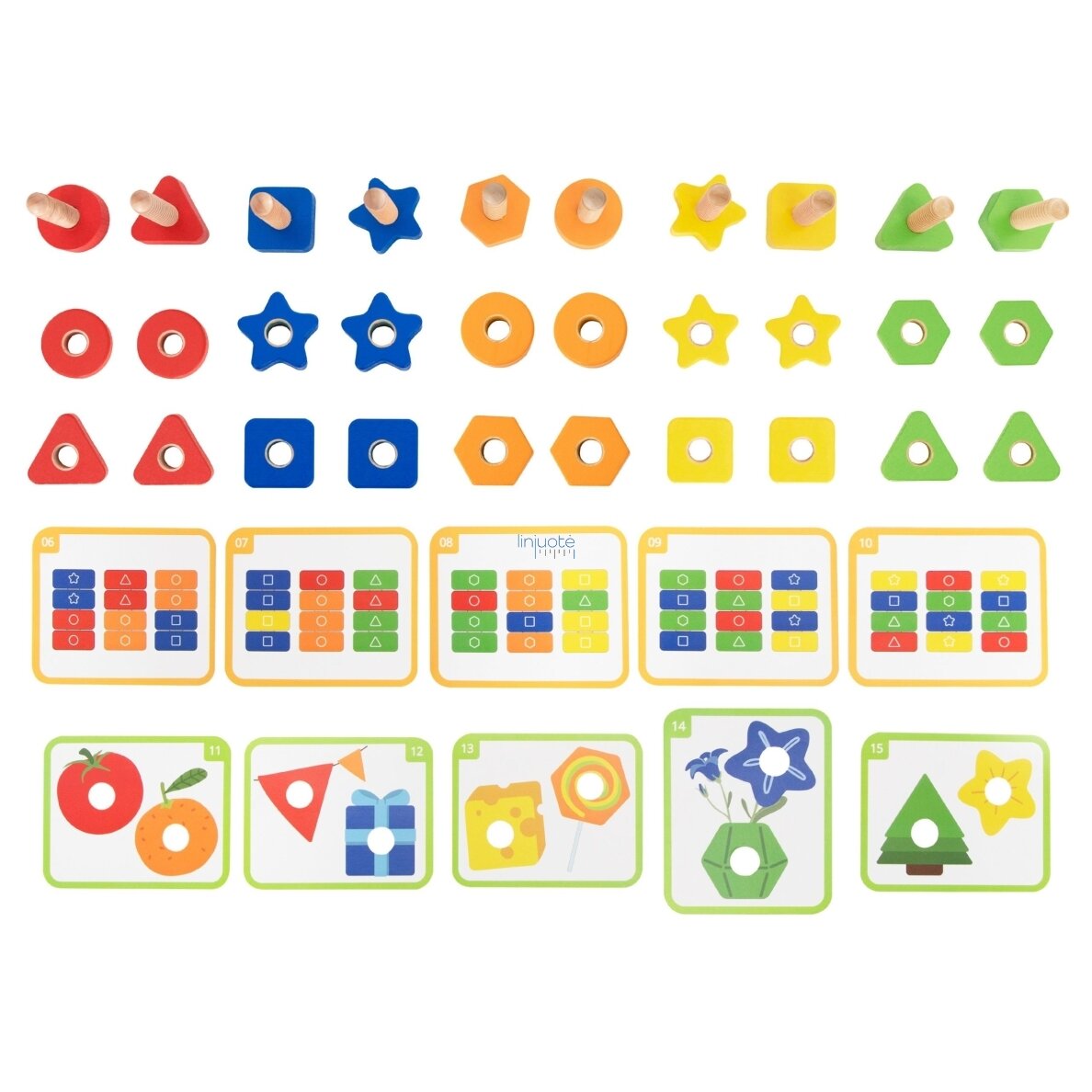 VIGA Varžtai ir veržlės Montessori žaislas Spalvų derinimas 30 EL 12