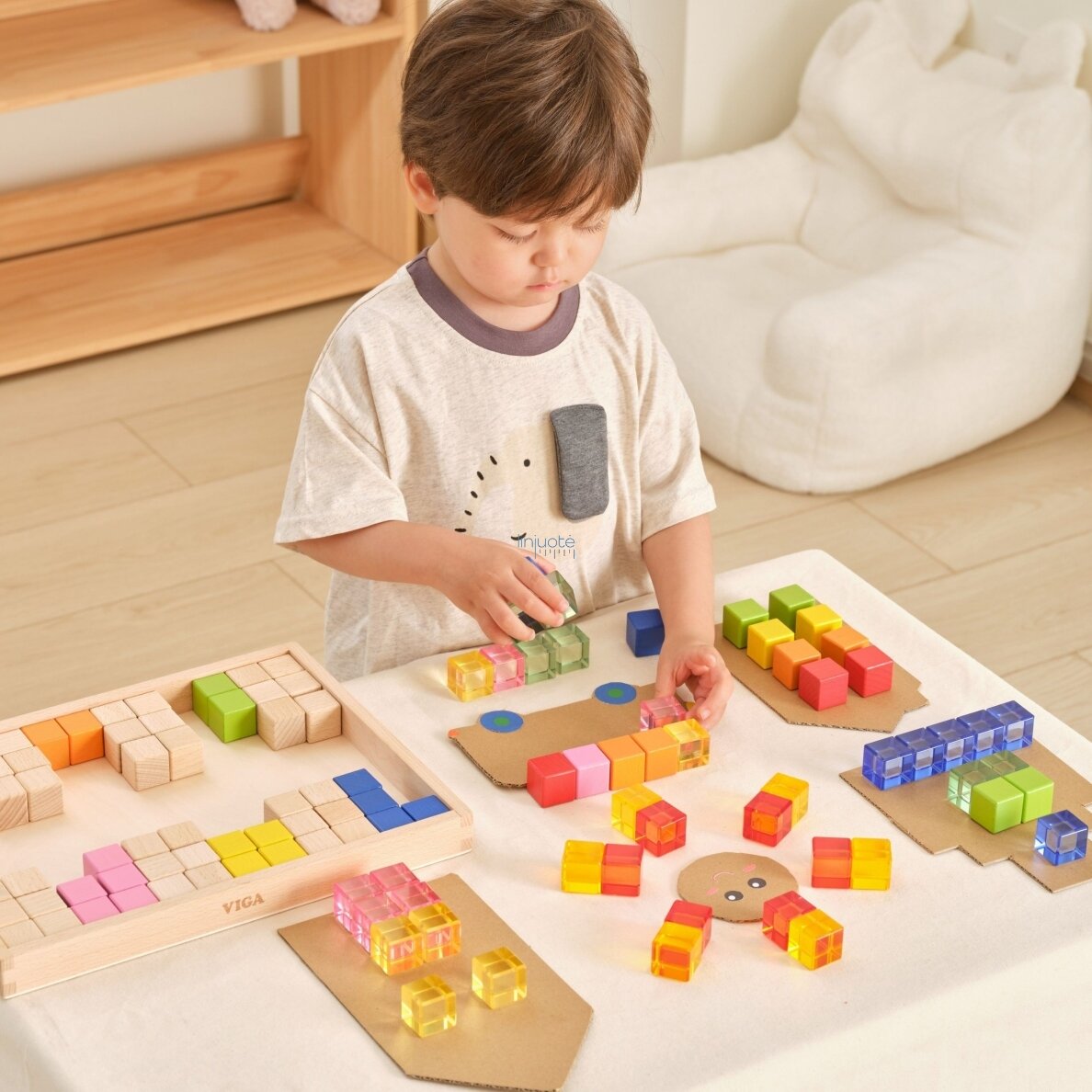 VIGA sensorinės medinės kaladėlės spalvotos skaidrios Montessori 108 vnt. 4 VIGA sensorinės medinės kaladėlės spalvotos skaidrios Montessori 108 vnt. 4