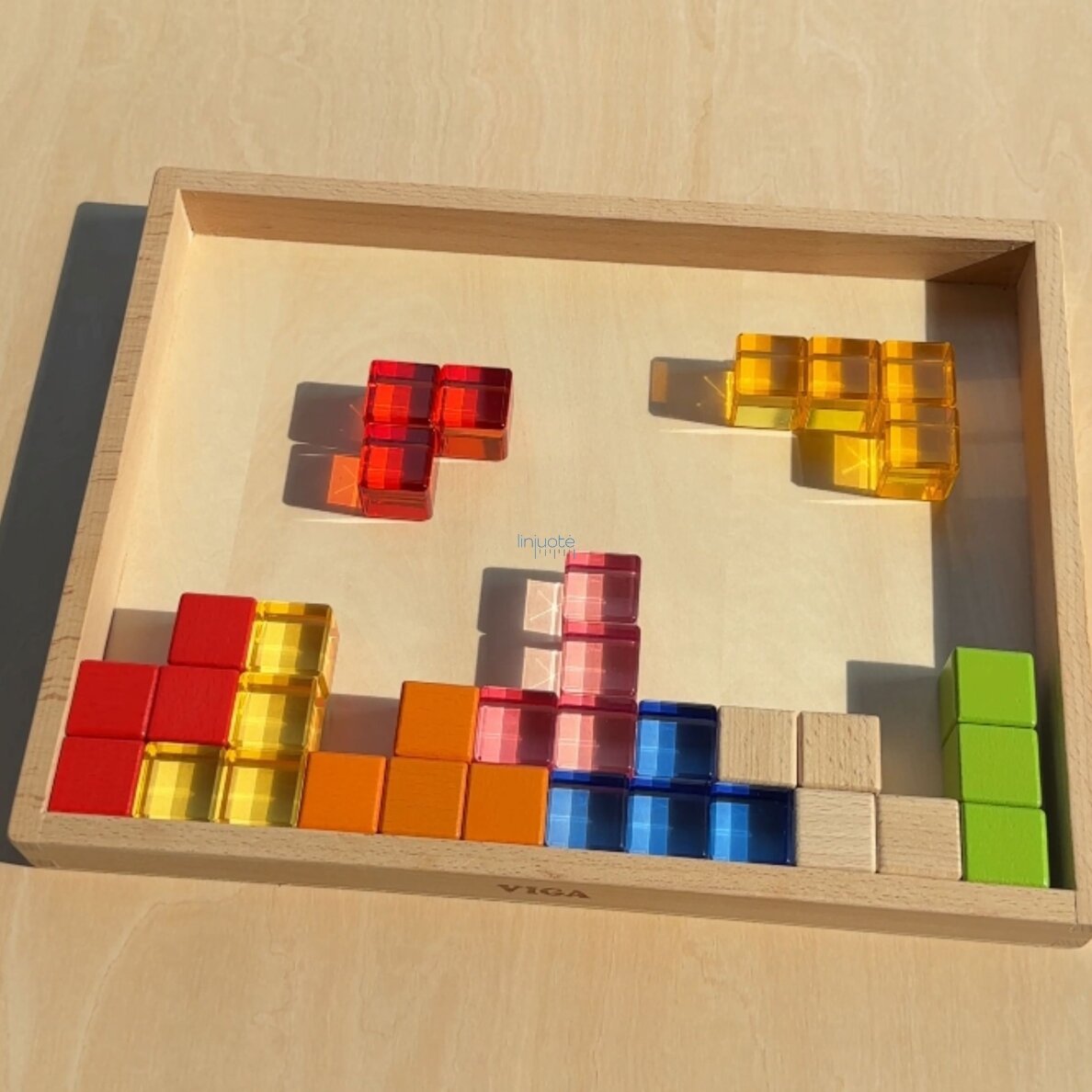 VIGA sensorinės medinės kaladėlės spalvotos skaidrios Montessori 108 vnt. 7 VIGA sensorinės medinės kaladėlės spalvotos skaidrios Montessori 108 vnt. 7