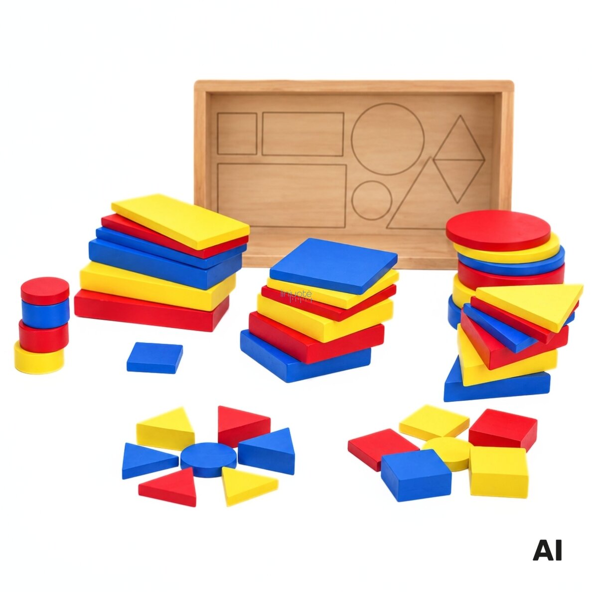 Medinės Dienes kaladėlės Geometrinės figūros Viga Toys Montessori 2 Medinės Dienes kaladėlės Geometrinės figūros Viga Toys Montessori 2