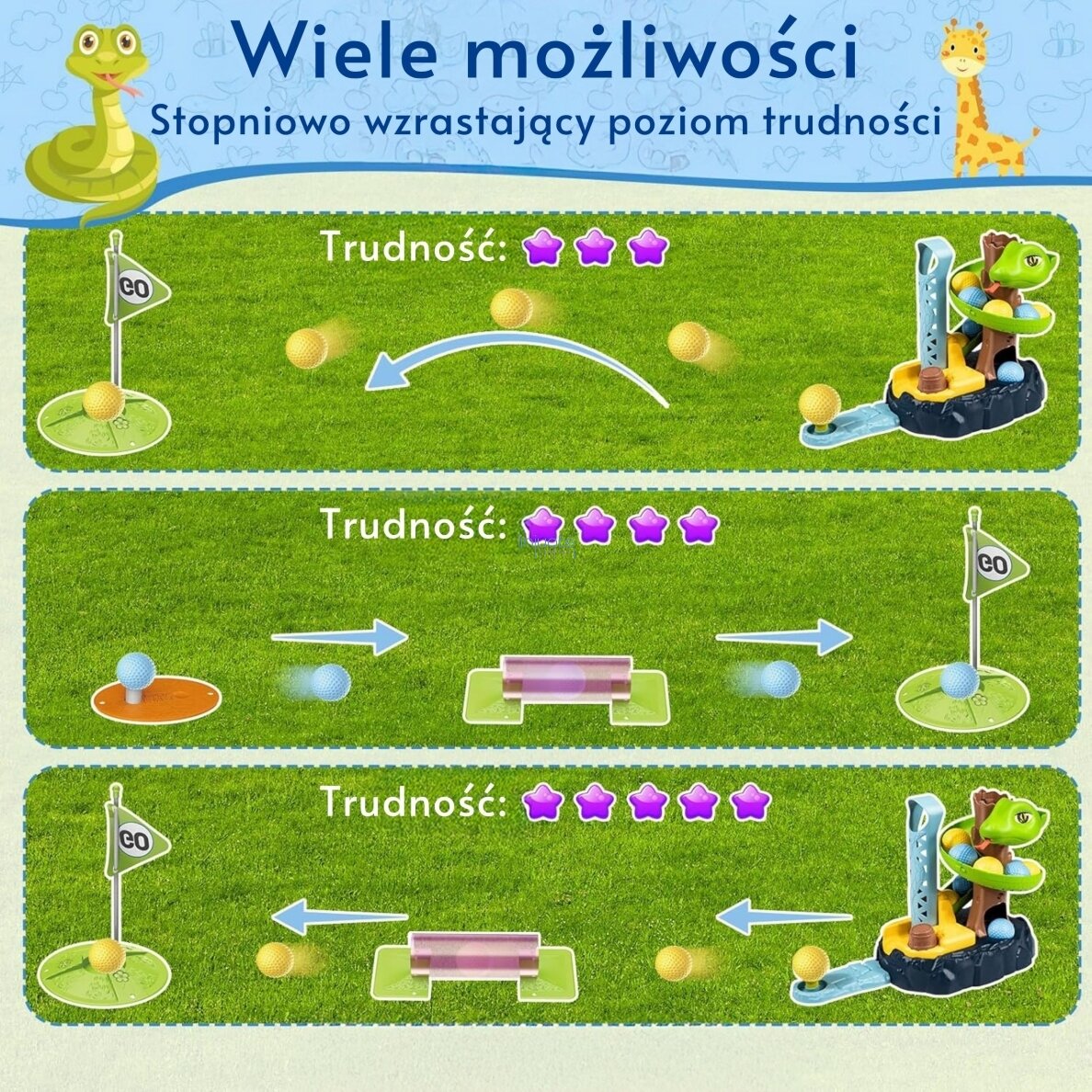 WOOPIE Vikrumo žaidimas Mini Golf SNAKE GOLF 3 WOOPIE Vikrumo žaidimas Mini Golf SNAKE GOLF 3
