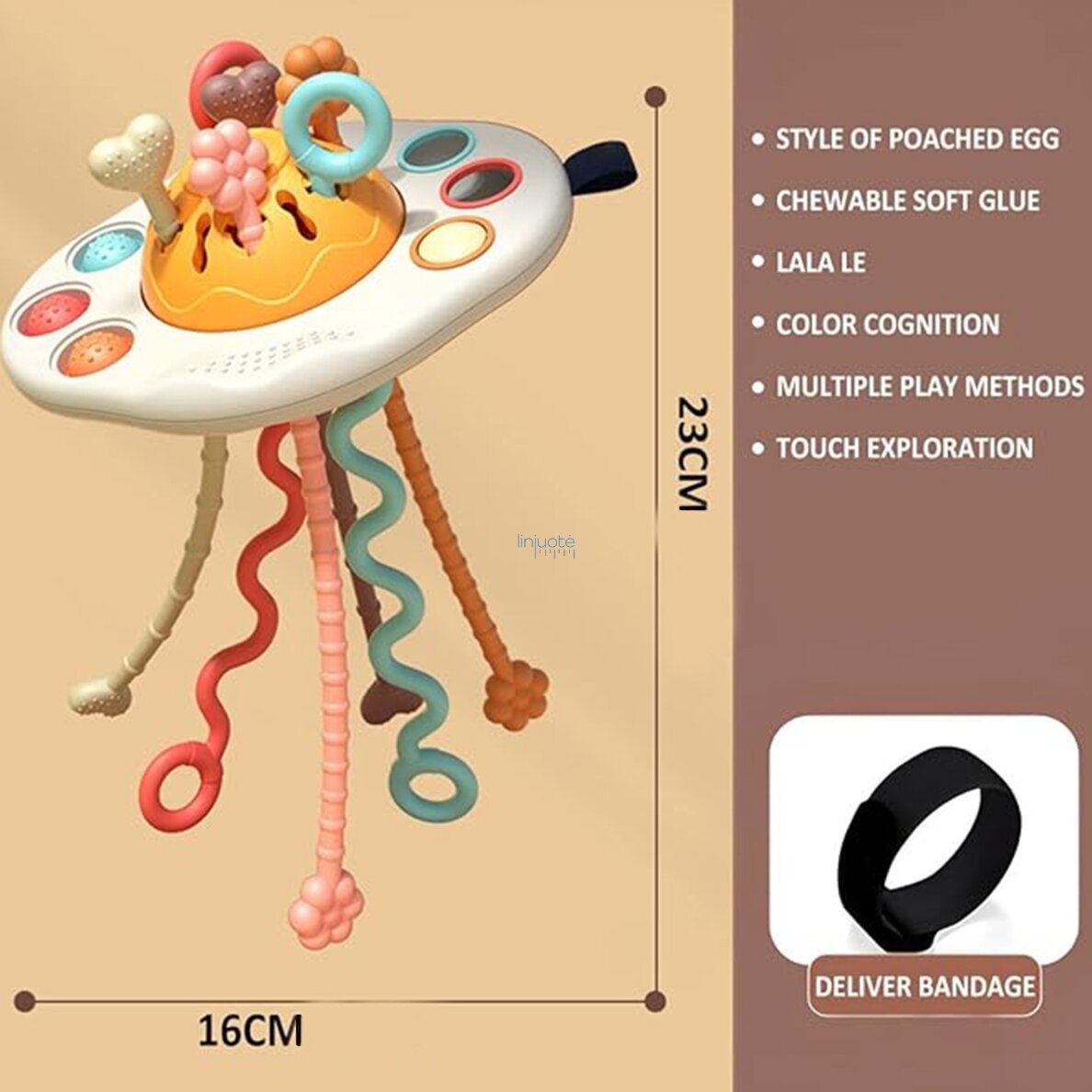 WOOPIE BABY Montessori sensorinis žaislas kramtukas barškutis daugiafunkcis UFO 8