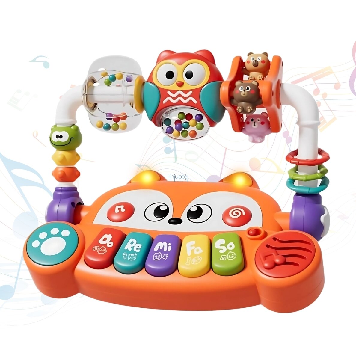 WOOPIE BABY Interaktyvus edukacinis sensorinis pianinas Laputė LED Barškučiai 1