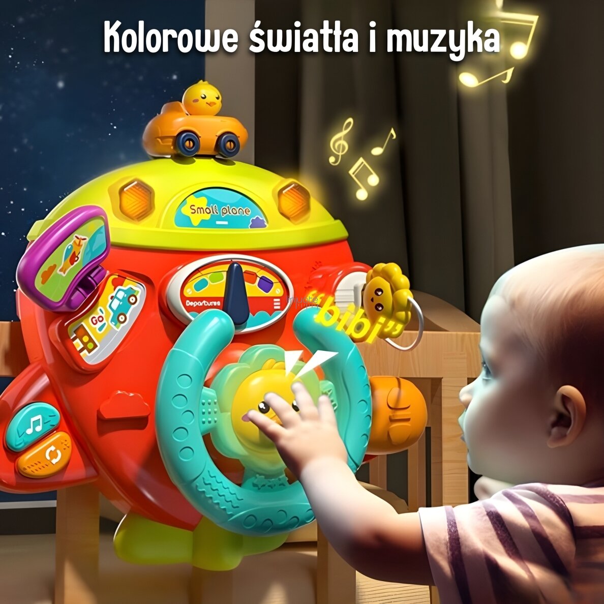 WOOPIE BABY Interaktyvus lėktuvo vairas Transporto priemonė tvirtinama prie lovytės / vežimėlio Efektai 18m+ 5
