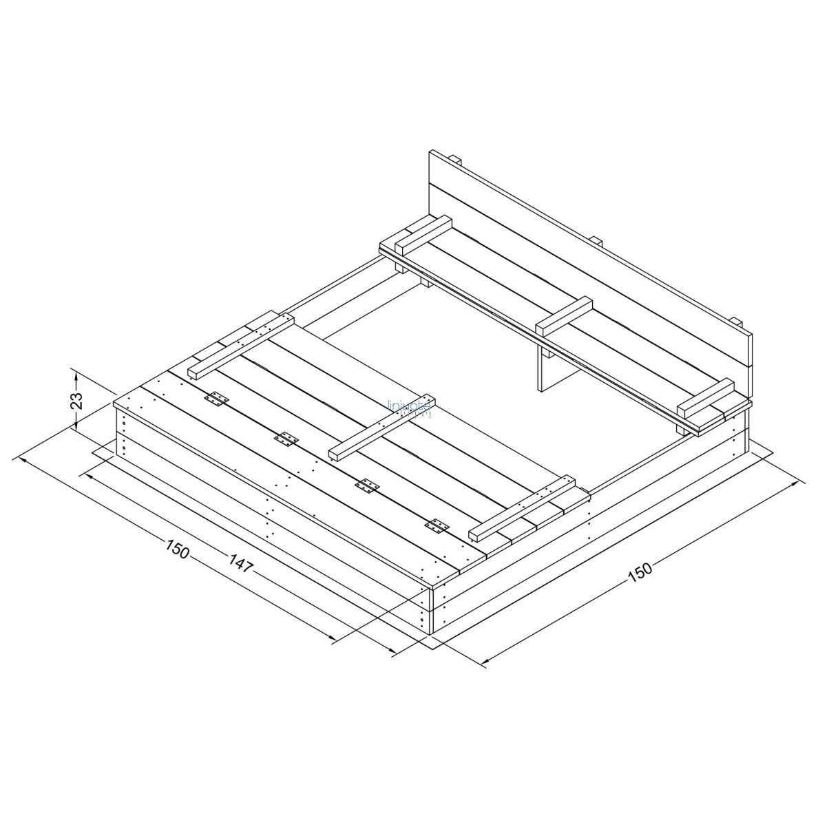 AXI XXL smėlio dėžė Ella 150 x 150 pilka 6