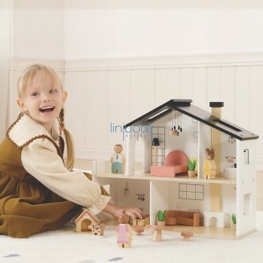 TOOKY TOY Medinis lėlių namelis su priedais ir šeimynėle 20 el.