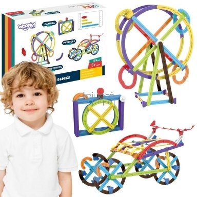 WOOPIE Matematinės 3D edukacinės konstrukcinės kaladėlės 155 el.