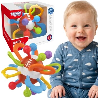 WOOPIE BABY Sensorinis barškutis-kramtukas Kūdikiams Edukacinis Kamuolys 0+ Minkštas