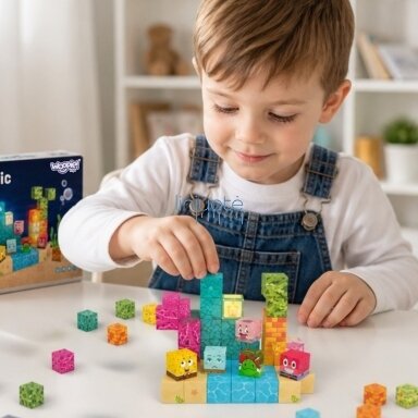 Woopie Magnetinės kaladėlės kubeliai 54 vnt Montessori Ocean dėlionė 3D žaidimas Woopie Magnetinės kaladėlės kubeliai 54 vnt Montessori Ocean dėlionė 3D žaidimas