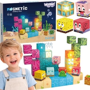 Woopie Magnetinės kaladėlės kubeliai 54 vnt Montessori Ocean dėlionė 3D žaidimas Woopie Magnetinės kaladėlės kubeliai 54 vnt Montessori Ocean dėlionė 3D žaidimas