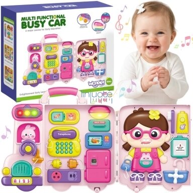 WOOPIE Interaktyvi manipuliacinė lenta Busy Car lagaminas 3in1 Garsas Šviesa