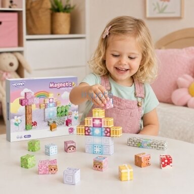Woopie magnetinės kaladėlės-kubai 48 vnt. Montessori edukacinė 3D dėlionė Woopie magnetinės kaladėlės-kubai 48 vnt. Montessori edukacinė 3D dėlionė