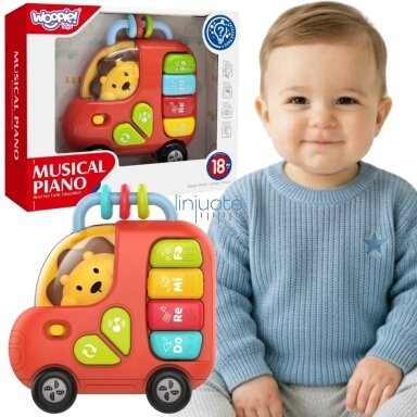 WOOPIE BABY Interaktyvus pianinas Autobusas Liūtas Muzikiniai vargonėliai Garsai Šviesos 18m WOOPIE BABY Interaktyvus pianinas Autobusas Liūtas Muzikiniai vargonėliai Garsai Šviesos 18m