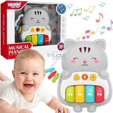 WOOPIE BABY Interaktyvus pianinukas kačiukas muzikiniai vargonėliai garsai šviesa 18m+