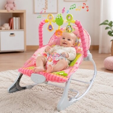 WOOPIE BABY Gultukas-supynės su vibracijomis ir žaislų lankeliu rožinis