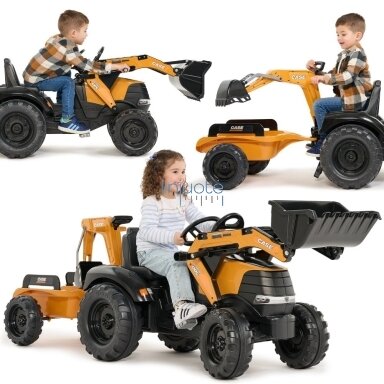 FALK Pedalinis Traktorius Case CE su Kasimo Krautuvu ir Priekaba 3-7 Metų Vaikams FALK Pedalinis Traktorius Case CE su Kasimo Krautuvu ir Priekaba 3-7 Metų Vaikams