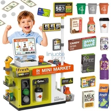 WOOPIE Savaiminio aptarnavimo parduotuvės kasa Mini Market ekspresas priedai